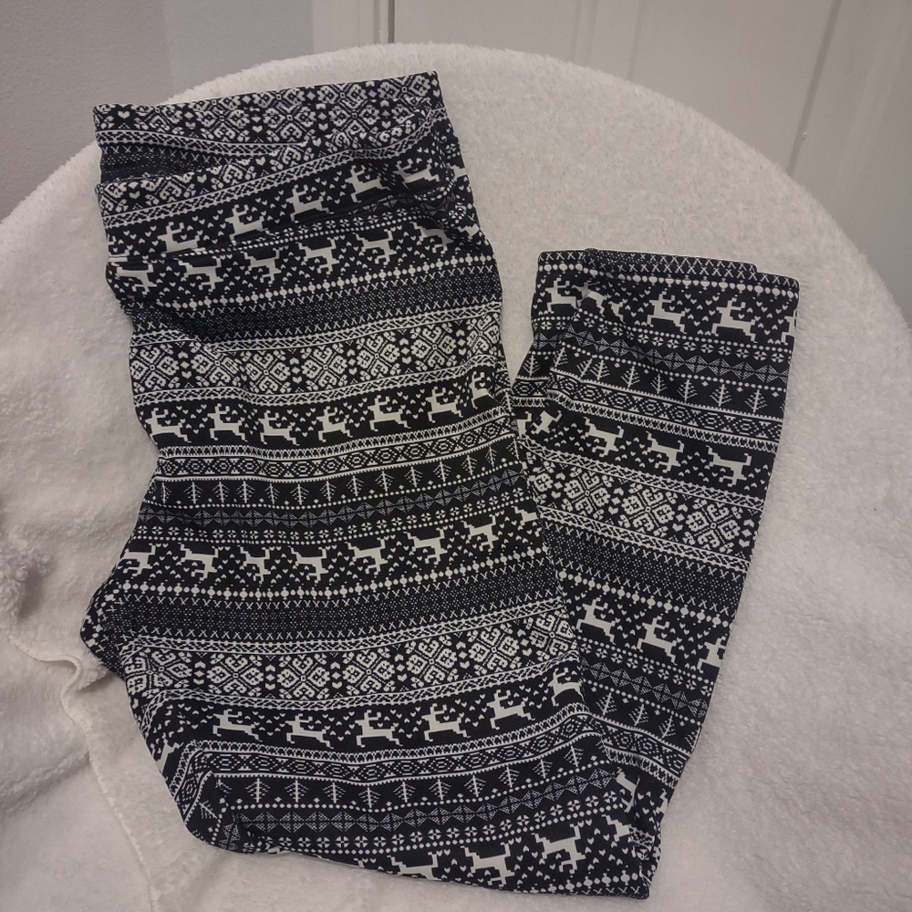 Reindeer leggings pants Black White XXL - Picture 4 of 5